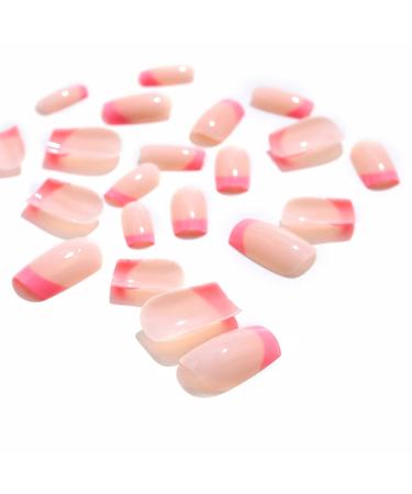 Sethexy Short Square False Nails - 24Pcs Baby Pink French Press on Acrylic Nails for Women & Girls - International Shipping Available - Buy Online on GoSupps.com