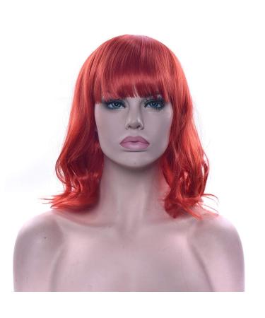 Lfmdjf 10 Colors short curly tm temperatures fiber synthetic hair pink black brown party hairpiece wig for women 14inches bd red