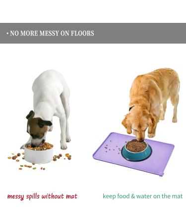 Reopet Waterproof Silicone Pet Feed Mat - Elevated Edges for Dogs & Cats - 47x30 cm Lilac - Non-Slip Easy to Clean - Buy Online on GoSupps.com