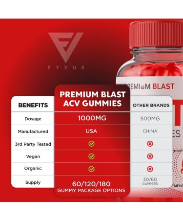 Premium Blast Keto ACV Gummies - 3 Pack Advanced Weight Loss Formula with Apple Cider Vinegar - 180 Gummies - Buy Online on GoSupps.com