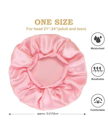 2 Pack Satin Silk Bonnet for Sleeping - Black Pink Hair Bonnets for Black Women - Curly Hair Braids Sleep Caps with Elastic Band - Buy Online on GoSupps.com