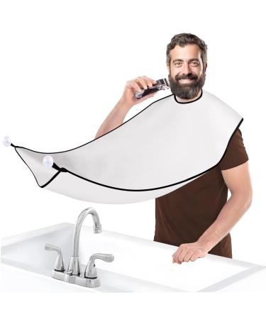 Beard Bib Apron for Men-Beard Hair Catcher for Men Shaving & Trimming White