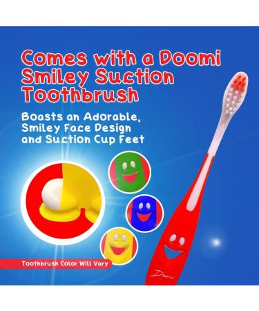 Fluoride Kids Toothpaste 4.6 oz - Cavity Protection Sparkle Fun Flavor & Doomi Smiley Suction Toothbrush - Buy in Bulk Online - Buy Online on GoSupps.com