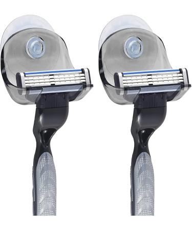 2-Piece Suction Cup Razor Holder Set - Gray Razor Bracket & Shower Storage Solution for International Shipping - Buy Online on GoSupps.com