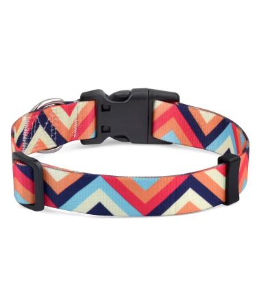 Mihqy dog collar adjustable soft & comfort dog collar Bohemian flowers geometric trunk design for small medium and large dogs (colorful arrow m) m (neck circumference 33-55 cm width 2 cm) colorful