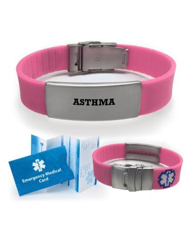 Asthma Sport Medical Alert ID Bracelet for Women Pink