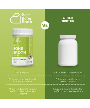 Best Beef Bone Broth Concentrate Garlic & Herb Flavor | pure liquid collagen | Grass fed Australian beef | keto  high protein  gluten free | supports joints  skin & gut | 25 servings Garlic & Herbs - Buy Online on GoSupps.com