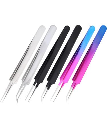 Premium Stainless Steel Pliers | Volume Eyelash Eyebrow & Extension Tweezers - Straight & Curved Tips - Buy Online on GoSupps.com