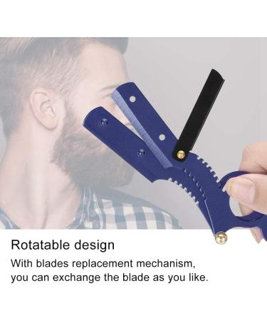 Professional Straight Edge Razor Holder for Men - SYH & AQYE Barber Razor with Easy Blade Replacement (Blue) - Buy Online on GoSupps.com