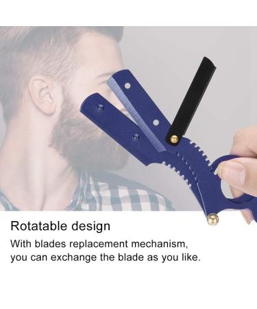 Buy Sonew Retro Barber Razor for Men - Straight Edge Wooden Handle Replaceable Blades & Beard Styling Set (Blue) - International Shipping Available - Buy Online on GoSupps.com