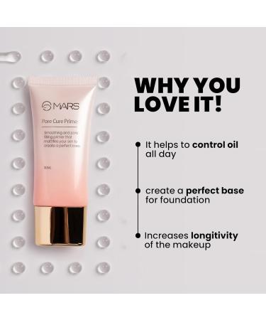Pore Cure Primer | Smooth Base | Long Lasting Makeup Primer with Oil Control (30ml) - Buy Online on GoSupps.com