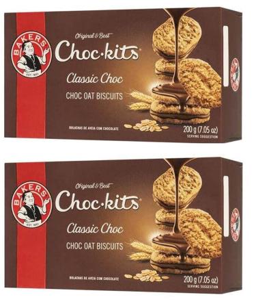Baker's Choc-kits Crunchy Oat Biscuits/Cookie | Chocolate | Pack of 2 | 32 - 40 Cookies a Box | Kosher | Halal | Real Chocolate | Finest Ingredients | 32oz | Imported from South Africa|