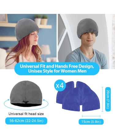 NEWGO Cold Cap Chemo Ice Cap - Reusable Headache Relief Gel Pack for Migraine, Sinus & Tension Pain (Gray) - Buy Online on GoSupps.com