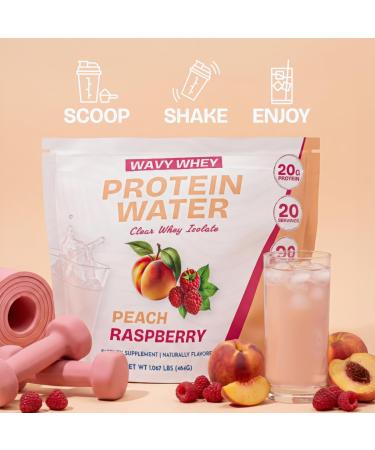 Wavy Whey Clear Protein Protein Water Peach Raspberry 20 Servings 20G Protein 100% Grass Fed Whey Protein Isolate 90 Calories Fitness Drink Supplement Nutrition - Buy Online on GoSupps.com