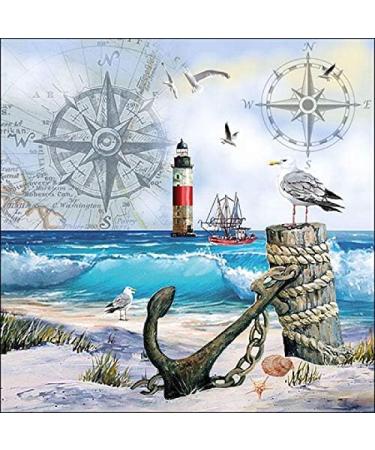 20 Moments by the Sea Napkins | Anchor & Seagull Design | 33x33cm Beach & Maritime Decor - International Shipping Available - Buy Online on GoSupps.com