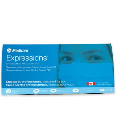 Medicom Expressions Disposable Face Masks - ASTM Level 3 Surgical Masks - 3 Layer Medical Masks - Box of 50 - Made in Canada - Blue Adult Face Masks for International Shipping - Buy Online on GoSupps.com