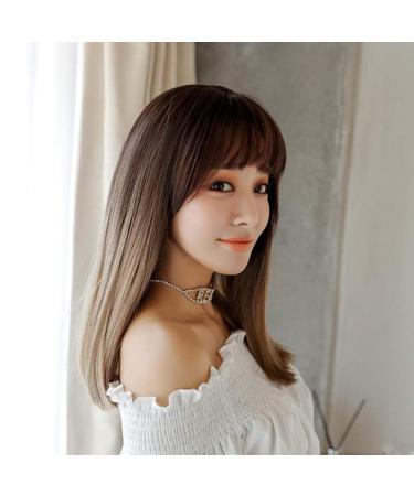 Long Straight Hair Wig New Lady Wig Korea Realistic Hair Long Straight Hair Chemical Fiber Long Section Light Tea Three Color Gradient 67cm Short Paragraph Brown Black 45cm