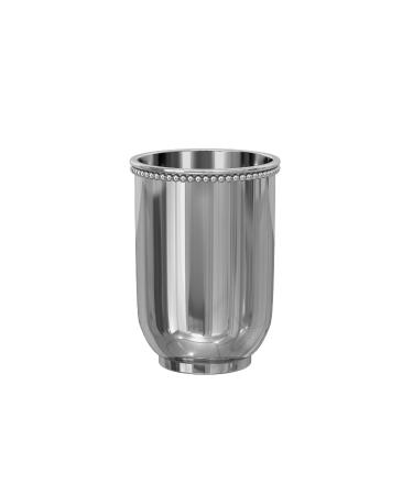 nu steel CHC5H 18/8 Stainless Steel Chic Collection Beaded Decorative Cup Holder Tumblers for Bathroom Countertops Desk Dorm and Vanity Shiny Finish Clear