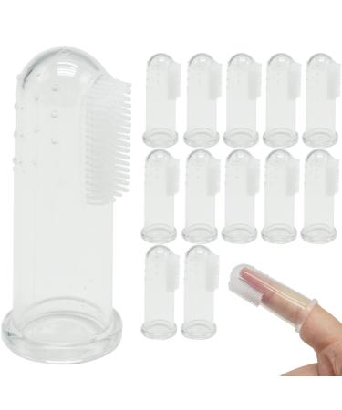 12 Pieces Pet Finger Toothbrush Soft Silicone Pet Finger Toothbrush Food Safety Tooth Cleaner Dog Cat Dental Brushes Kit for Dogs Cats Pets Dental Care(Transparent Color)
