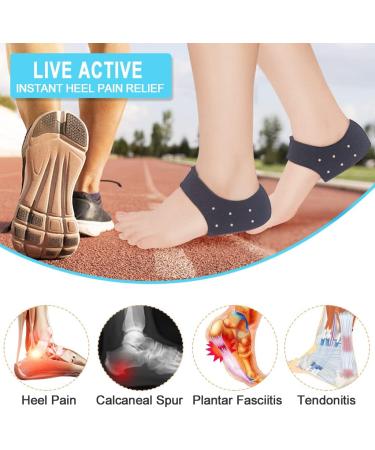 PORON Heel Cups for Heel Pain & Plantar Fasciitis - Made in USA, Heel Sleeves for Spurs, Sports Injuries & Tendinitis - Heel Cushion Pads for Men & Women (Size W 5-6, Black) - Buy Online on GoSupps.com