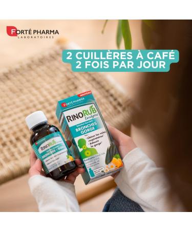 Fort Pharma - RinoRub Solution buvable Bronches-Gorge - Compl ment alimentaire - Maux de gorge Gorge irrit e Bronches - Huile essentielle d'Eucalyptus et de Menthe Poivr e - Flacon 125ml RinoRub Solution Buvable Gorge - Buy Online on GoSupps.com