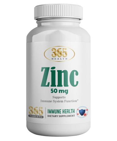 Zinc 50 mg (as Zinc Gluconate) (365 Tablets) - Supports Immune System and Enzymes Function - Promotes Healthy Muscle Function and Skin 365 Health