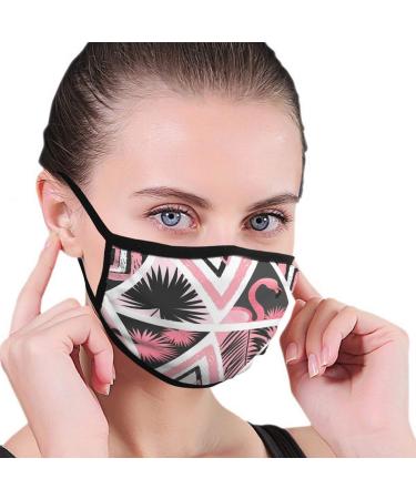 Breathable premium facial protection envelope seamless abstract tropical pattern trendy flamingo-palm women men anti wind dust protection protective cover for ski charging camping travel safety daily
