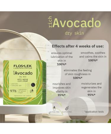  FLOSLEK FLOSLEK richAvocado Smoothing Day and Night Cream SPF 15 | Day and night care for dry mature and sensitive skin | UV protection for skin vitality and elasticity | 50 ml - Buy Online on GoSupps.com