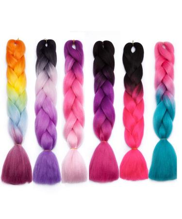 Buy 24 Synthetic Hair Extensions - Purple & Pinkish Red Crochet Braids for Stunning Hairstyles - Buy Online on GoSupps.com