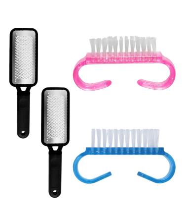 Minkissy cracked skin remover tools 4 pieces stainless steel fu Fine handle handle nail brushes dead skin corneal removal rub peeling pedicure deliveries for women with naga