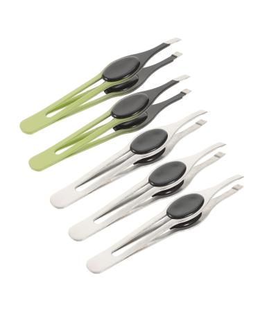 PopetPop 5 piece eyebrow clip with rubber pad Professional eyebrow tweezers splinter-distance tool extractor needle pimple tools make-up tools anti-slip clip