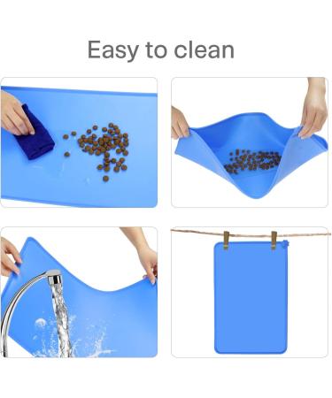 Taglory Waterproof Non-Slip Silicone Feeding Mat for Dogs & Cats - 47x30cm Blue | Durable Bowl Pad & Food Underlay - Buy Online on GoSupps.com