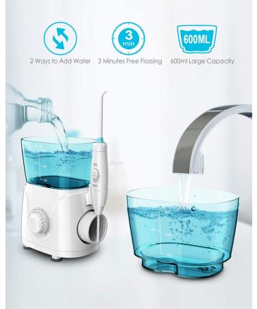 Professional Water Flosser for Braces & Teeth Cleaning - Electric Dental Oral Irrigator with 10 Pressure Levels & 7 Jet Tips | 600ML Capacity - Buy Online on GoSupps.com