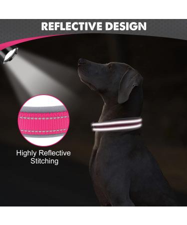 Joytale Softly Padded Neoprene Dog Collar for Extra Large Dogs - Reflective Nylon Bright Pink XL (1-Pack) - Durable Comfortable & Stylish - Buy Online on GoSupps.com