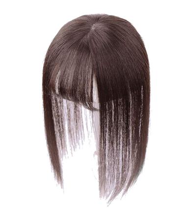 7.6 x 10.9 cm crown topper real hair for women with 3D air bangs clip in hair attachment for thinner hair 30.5 cm dark brown 30 cm (1 Pack) brown