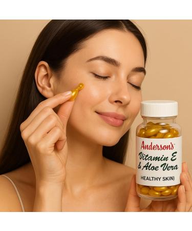 Anderson's Vitamin E & Aloe Vera Moisturizer Capsules Anti-Aging Hydrating Cream for Face Hands & Body Fast-Absorbing Lotion for Dry Skin Fine Lines & Dark Spots 60 Travel-Friendly Capsules - Buy Online on GoSupps.com