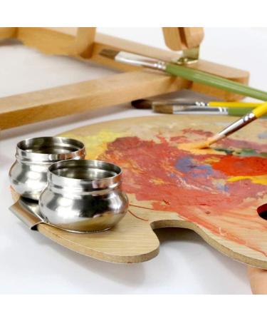 Stainless Steel Large Mouth Double Dipper Palette Cups with Lid - Portable Oil Painting Cleaning Container Cup Pots - Artist Paint Brush Washer - Silver - Buy Online on GoSupps.com