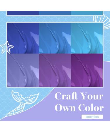 Beetles Blue Purple Gel Nail Polish Set - 6 Pcs Aquamarine Mermaid Gel Polish | Soak Off UV LED, Base & Top Coat | Salon Quality Starter Kit | Mother's Day Gifts - Buy Online on GoSupps.com