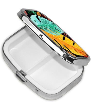 Colorful Leaf Printed Square Pill Box | Portable Travel Medicine Organizer for Easy Medication Storage - Buy Online on GoSupps.com