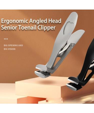 Sherum Clipmaster Pro - Ergonomic Toenail Clippers for Seniors | Large Angled Head & Wide Opening Nail Clipper (Silver) - Ideal for Easy Nail Care - Buy Online on GoSupps.com