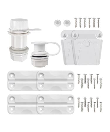 Cooler Replacement Parts Kit for Igloo Coolers, Cooler Plastic Hinges, Cooler Latches and Screws Combo, Threaded Cooler Drain Plug and Triple-Snap Cooler Drain Plug
