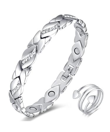 Vicmag Magnetic hardship women Titanstahl Ultral strength magnetic bracelet gift with distant tool (silver crystal design) 1-silver crystal design - Buy Online on GoSupps.com