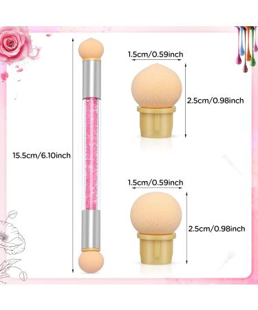 Greoer Nail Art Sponge Brush Applicator with Double Head - Pink | 4 Replacement Heads | Ombre Sponge Nail Design Tool for UV Gel and False Nails - Buy Online on GoSupps.com