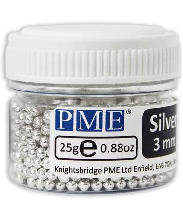 PME Silver Edible Sugar Pearls Balls 3mm 25g - Cupcake Topping & Decoration - Buy Online on GoSupps.com
