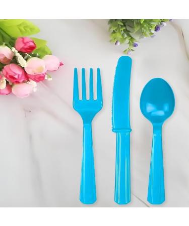 Miecux Disposable Plastic Utensils 60 Plastic Spoons Disposable Plastic Cutlery for Dinner Buffets Take-Out Catering Food Services(Blue) 100PCS Plastic Spoons - Buy Online on GoSupps.com