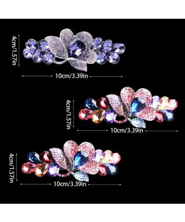 Elegant Crystal Rhinestone French Flower Hair Clips for Women - 5 PCS Set in 2 Sizes (Multicolor) | Stylish Hair Accessories for Women Girls - Buy Online on GoSupps.com