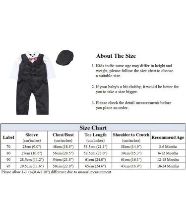 AmzBarley Baby Boys Gentlemans Tuxedo Romper Suit | Long/Short Sleeve Shirt, Pants, Vest, Bowtie | Black | 6-12 Months - Buy Online on GoSupps.com