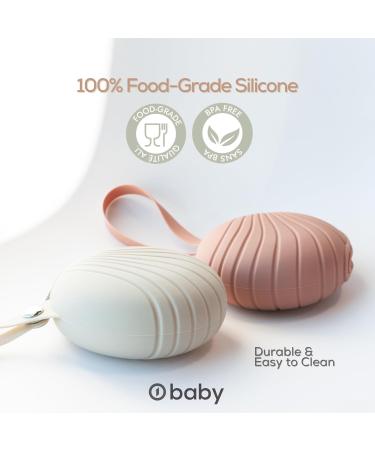 Silicone Pacifier Holder 2 Pack Soother Case Soother Pouch BPA Free Silicone With Secure Zipper & Strap o1baby (Coconut Milk Brown Sugar) - Buy Online on GoSupps.com