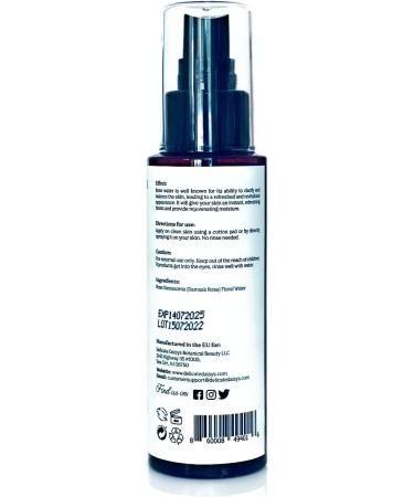 Bulgarian Damask Rose Floral Water Mist Spray - Hydrating Face Hair & Body Essence - 3.4 fl oz | International Shipping - Buy Online on GoSupps.com