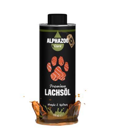 Alphazoo Premium salmon oil dogs & cats 500 ml Omega 3 & 6 fish oil for dogs - bottled in Germany barf oil fur care dog 500ml